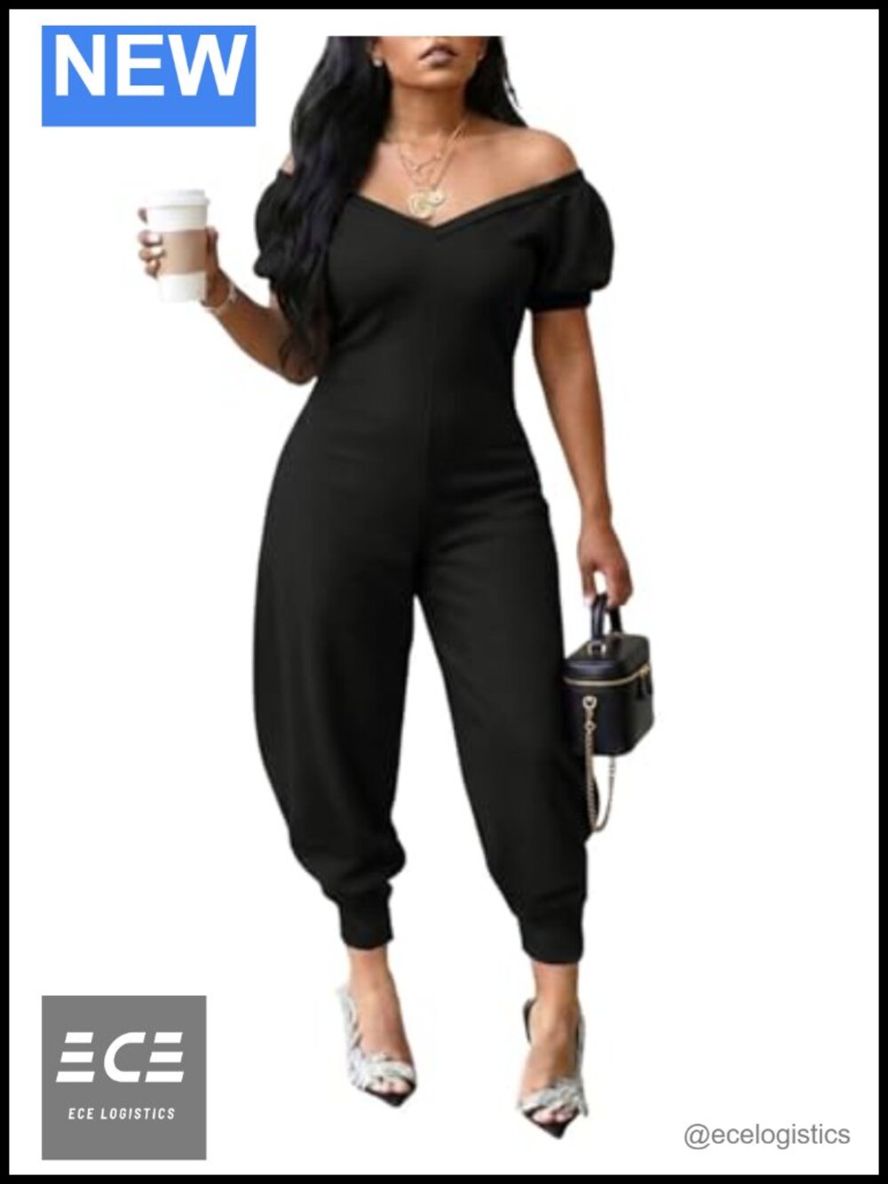Women's Off Shoulder V Neck Cropped Jumpsuit Romper Short Sleeve Casual